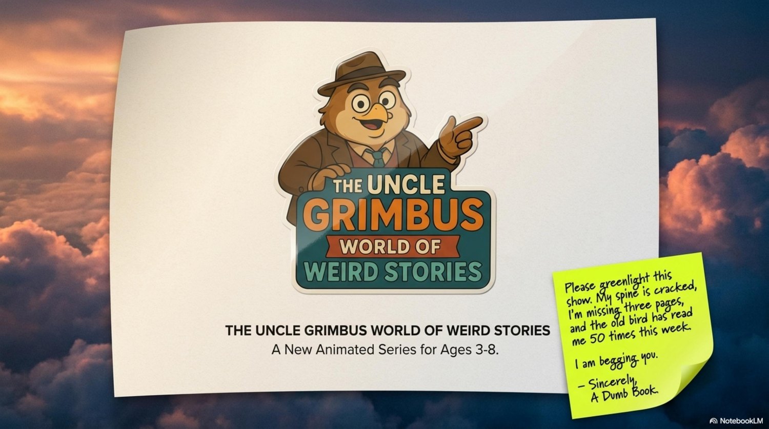 Original title page for The Uncle Grimbus World of Weird Stories